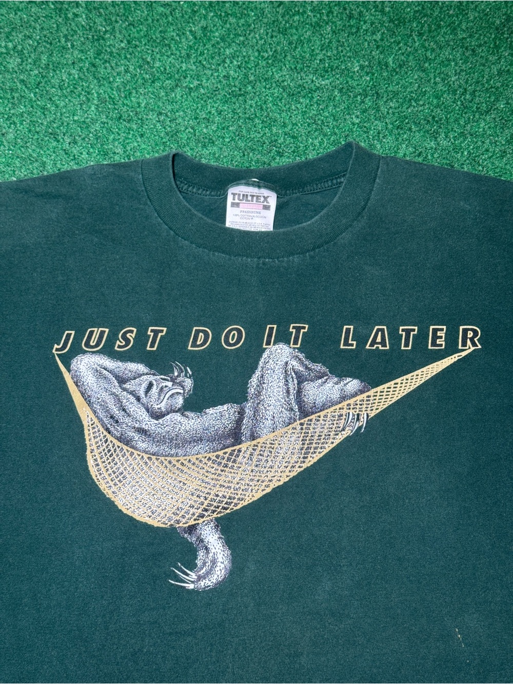 Vintage 90s Nike Swoosh Parody T-shirt, Just Do It Later Lazy Weird Sloth (XL)